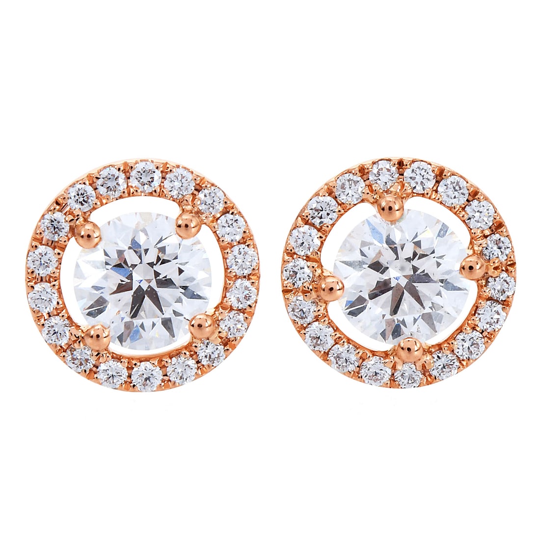 De Beers Aura 0.70ct Diamond 18K Yellow Gold Halo Stud Earrings: De Beers Aura Diamond 18K Yellow Gold Halo Stud Earrings Brand: De Beers Metal: 18K Yellow Gold Total Weight: 1.4 Grams Center Diamonds: 2 Round Brilliant Cut Diamonds, Approximately 0.25