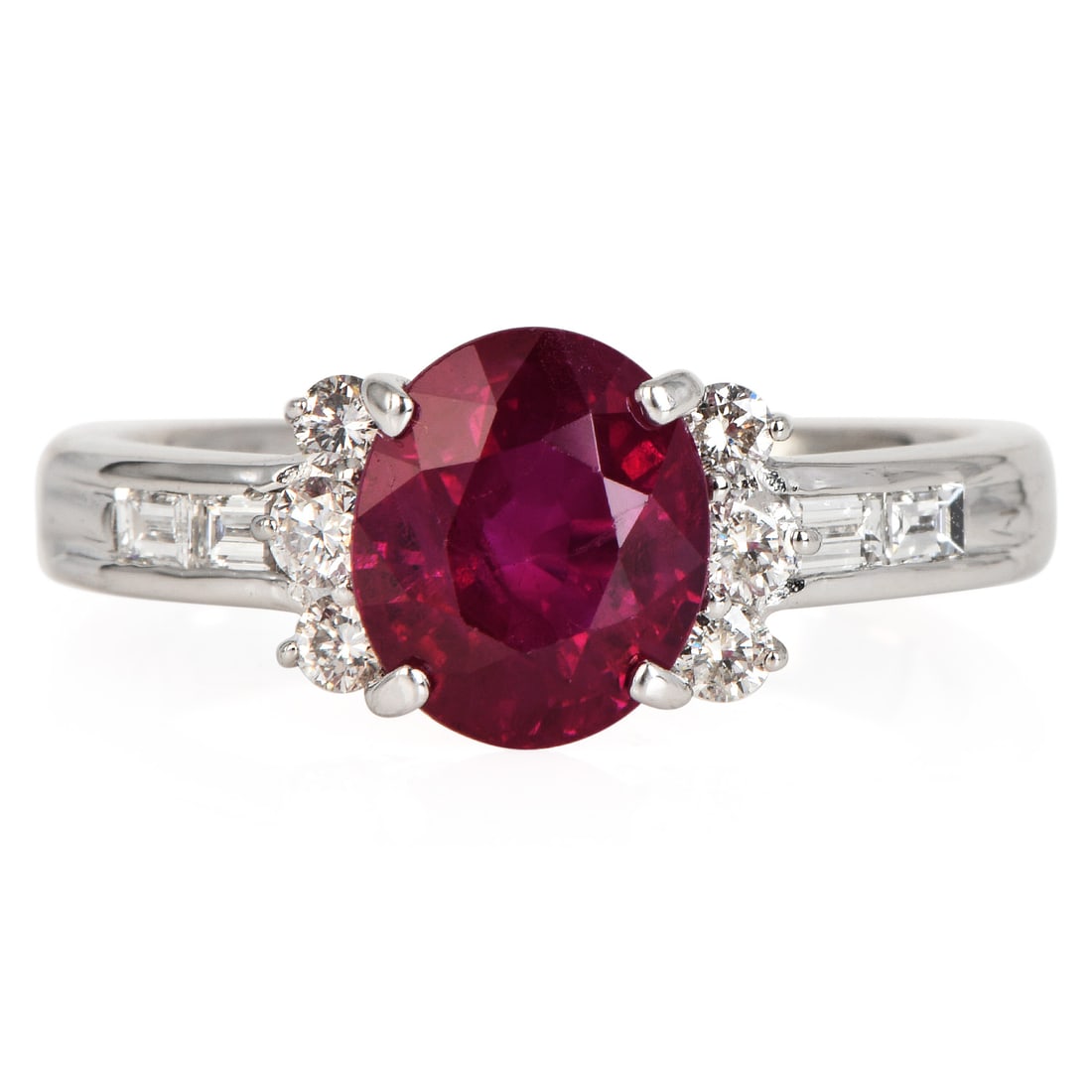 GIA Burma 2.54ct Ruby Diamond Platinum Accent Ring 5.10 Grams (1 of 6)