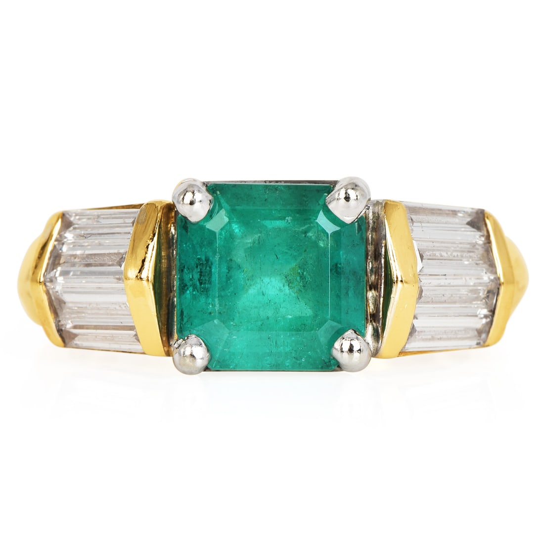 Designer MK Emerald 3.57ct Diamond 18K Yellow Gold & Platinum Band Ring 7.3 Grams (1 of 6)