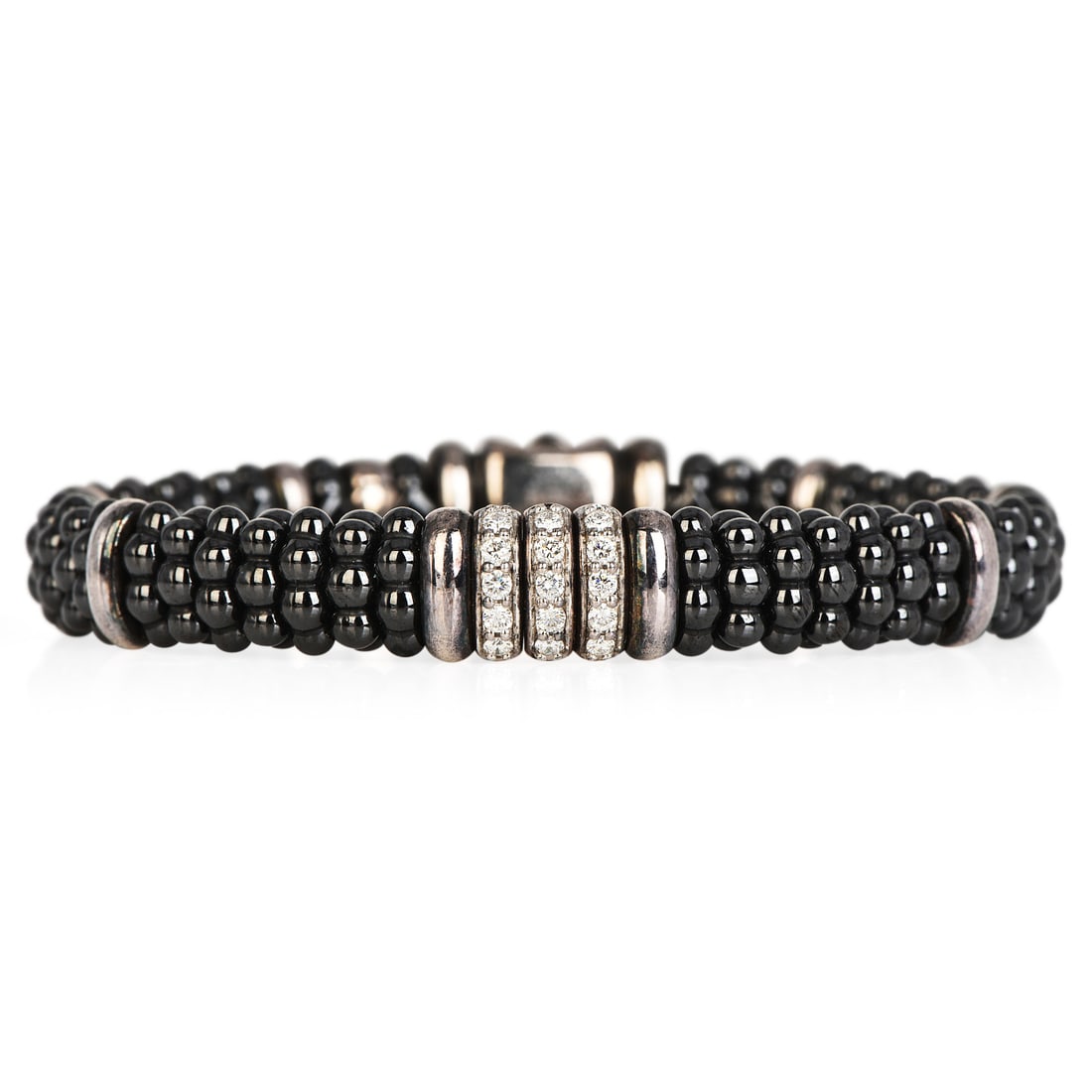 LAGOS Black Caviar 0.55ct Diamond Sterling Silver Bracelet 38.6 Grams (1 of 6)