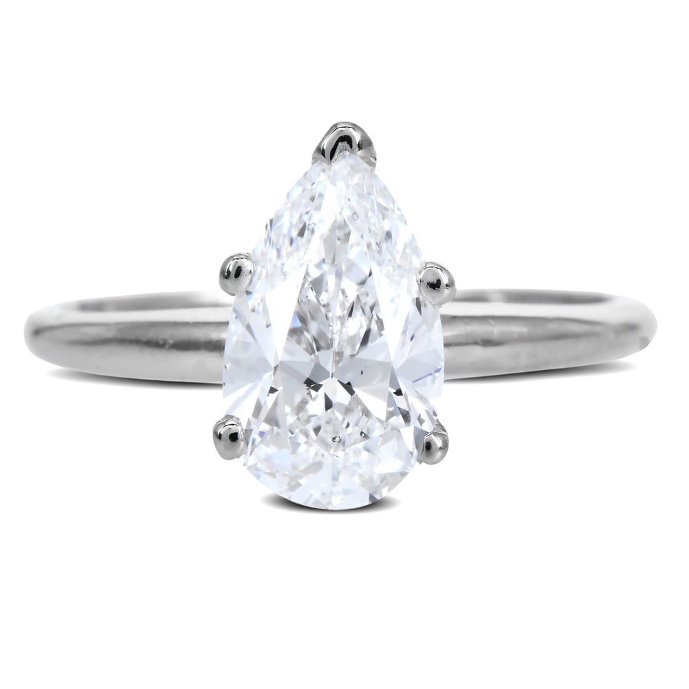 Antique GIA 1.83ct Pear Shape D Color Diamond 14K White Gold Engagement Ring: Antique GIA Pear Shape Diamond 14K White Gold Engagement Ring Metal: 14K White Gold Total Weight: Approximately 2.5 grams Ring Size: 6.5 Center Stone: 1 Pear Brilliant Cut Diamond <