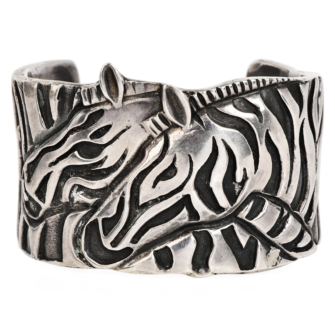 Emilia Castillo Sterling Silver Zebra Cuff Bangle 126.6 Grams (1 of 5)