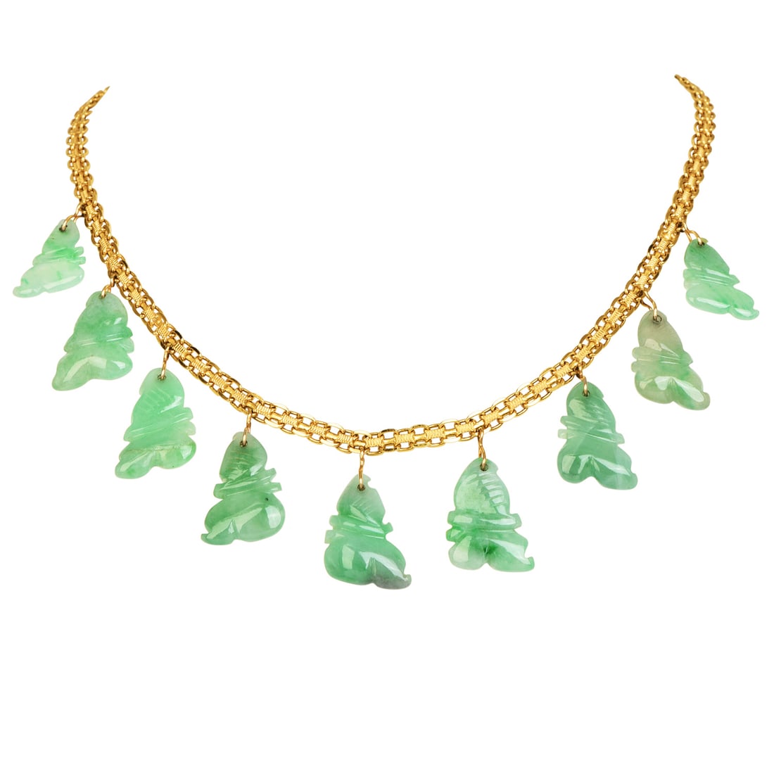 Vintage Italian Jade Carving 14K Yellow Gold Charm Necklace 19.4 Grams (1 of 4)