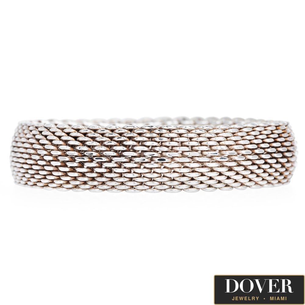 Tiffany & Co. Silver Somerset Mesh Weave Bracelet $1,000 55.2 Grams (1 of 5)