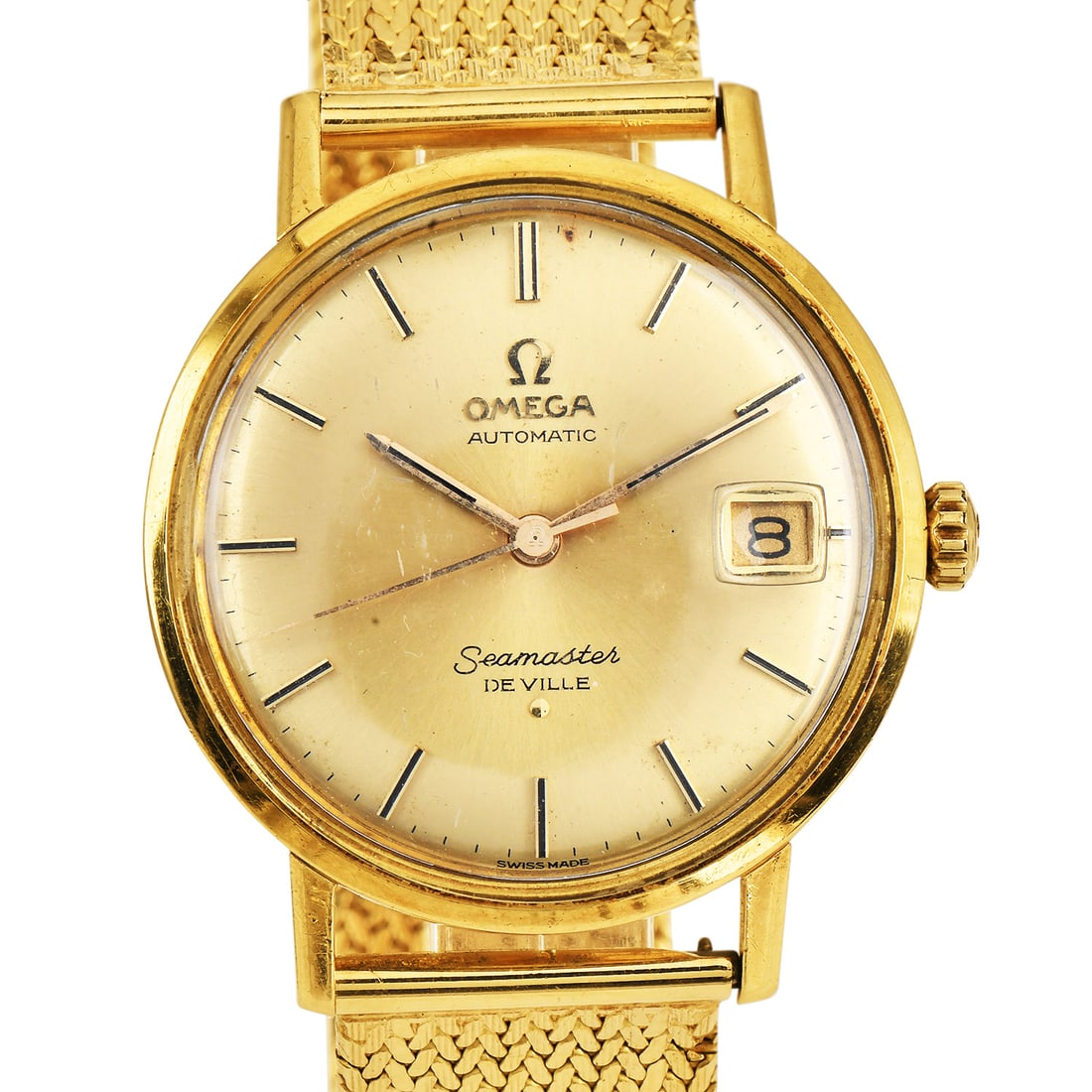 Vintage Omega Automatic Seamaster De Ville Date 18K Yellow Gold Men Watch 79.31 Grams: Vintage Omega Automatic Seamaster De Ville Date 18K Yellow Gold Watch Brand: Omega Model: Seamaster De Ville Date Metal: 18K Yellow Gold Movement:<