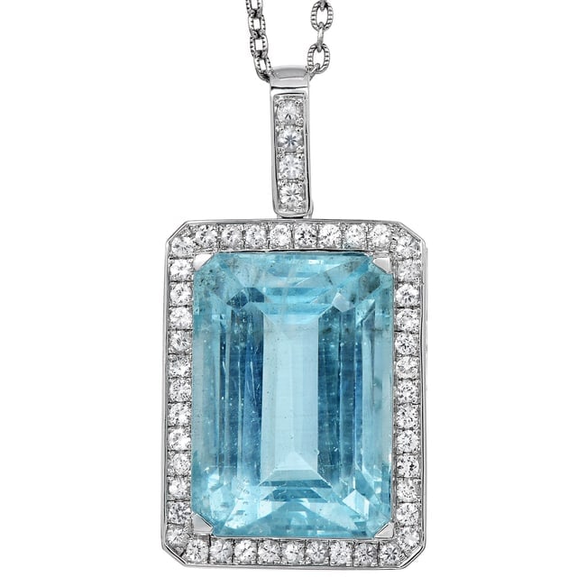 Aquamarine 50.35ct Sapphire 14K White Gold Drop Pendant 18 Grams (1 of 5)