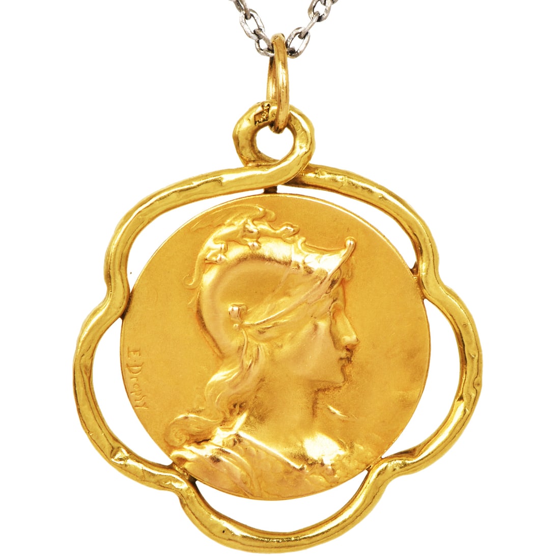 French Art Nouveau E. Dropsy 18K Yellow Gold Pendant: French Art Nouveau E. Dropsy 18K Yellow Gold Pendant Designer: E. Dropsy Style: French Art Nouveau Metal: 18K Yellow Gold Total Weight: