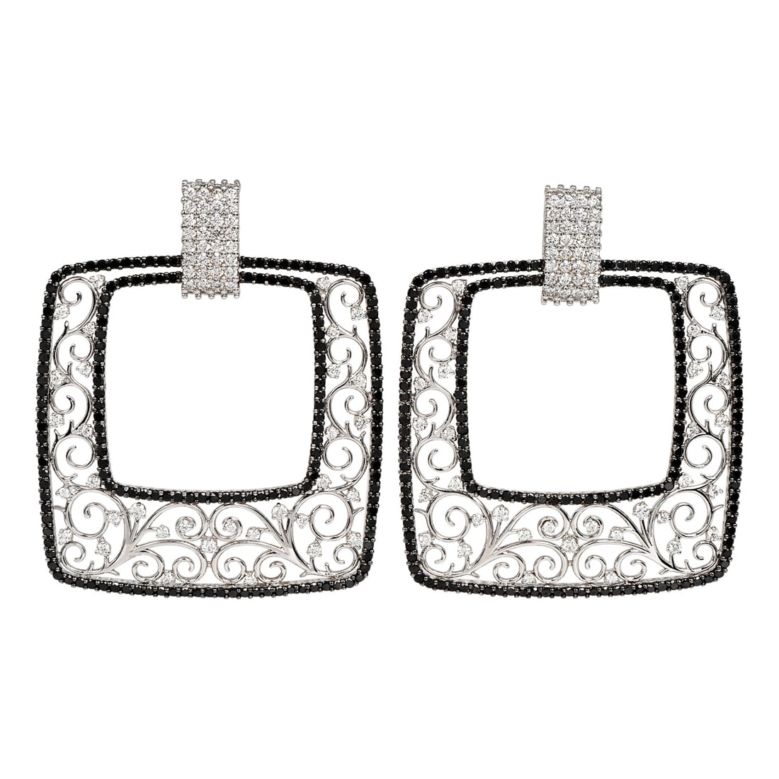Italian Palmiero 9.00ct Diamond 18K White Gold Floral Earrings 38.8 Grams: Palmiero Diamond 18K White Gold Floral Earrings Designer: Palmiero Origin: Italian Metal: 18K White Gold Total Weight: Approximately 3