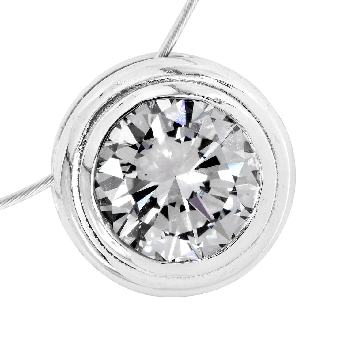 GIA 2.01ct Diamond 14K White Gold Solitaire Bezel Pendant Necklace 14.10 Grams: GIA 2.01ct Diamond 14K WHite Gold Solitaire Bezel Pendant Necklace Metal: 14K White Gold Diamond: Round Brilliant-Cut Diamond Weight: 2.01 carats