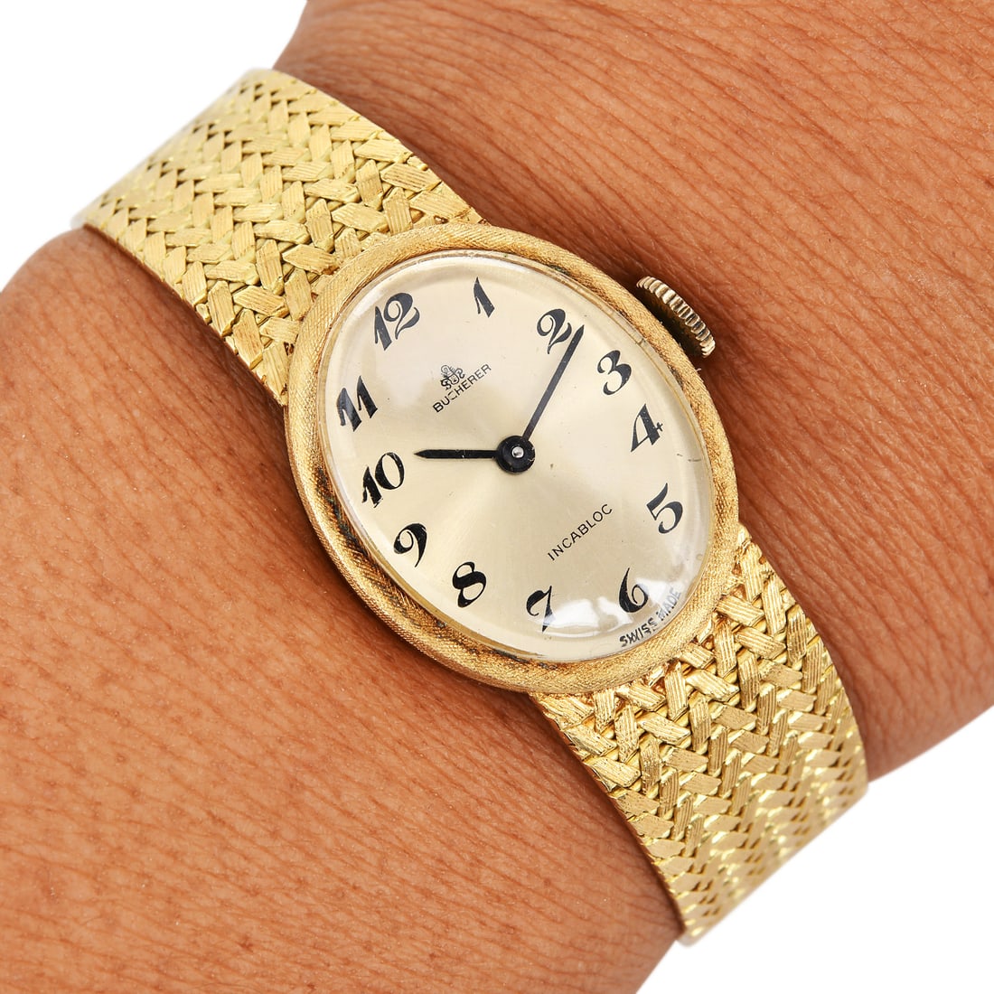 Vintage Ladies Bucherer Incabloc 18K Yellow Gold Mechanical Watch 35.77 Grams (1 of 5)