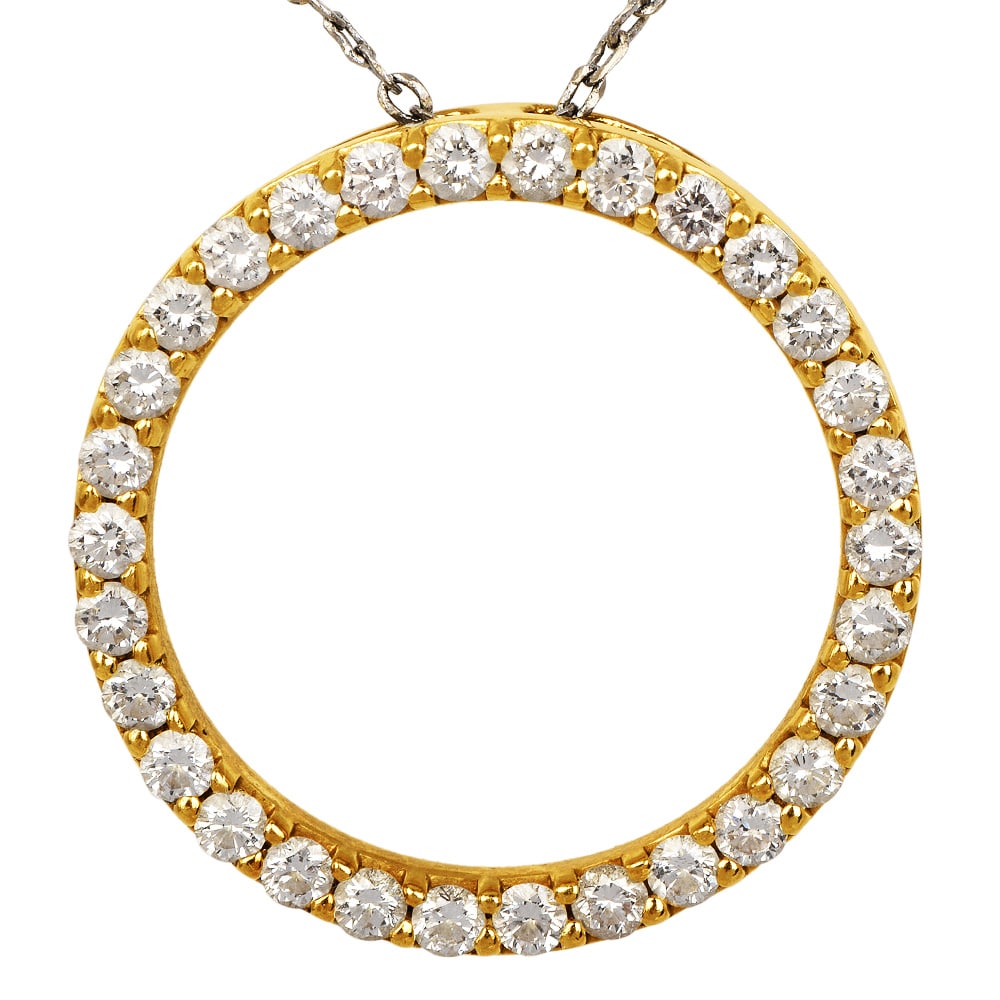 Roberto Coin Circle 1.25CT Diamond 18K Yellow Gold Pendant (1 of 6)