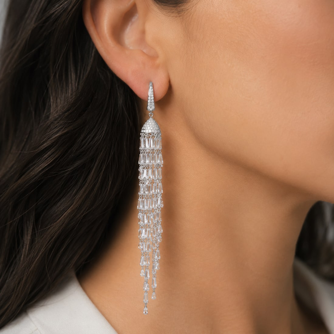 Jacob & Co. 25.20ct Diamond 18K White Gold Chandelier Drop Dangle Earrings 13.7 Grams (1 of 6)