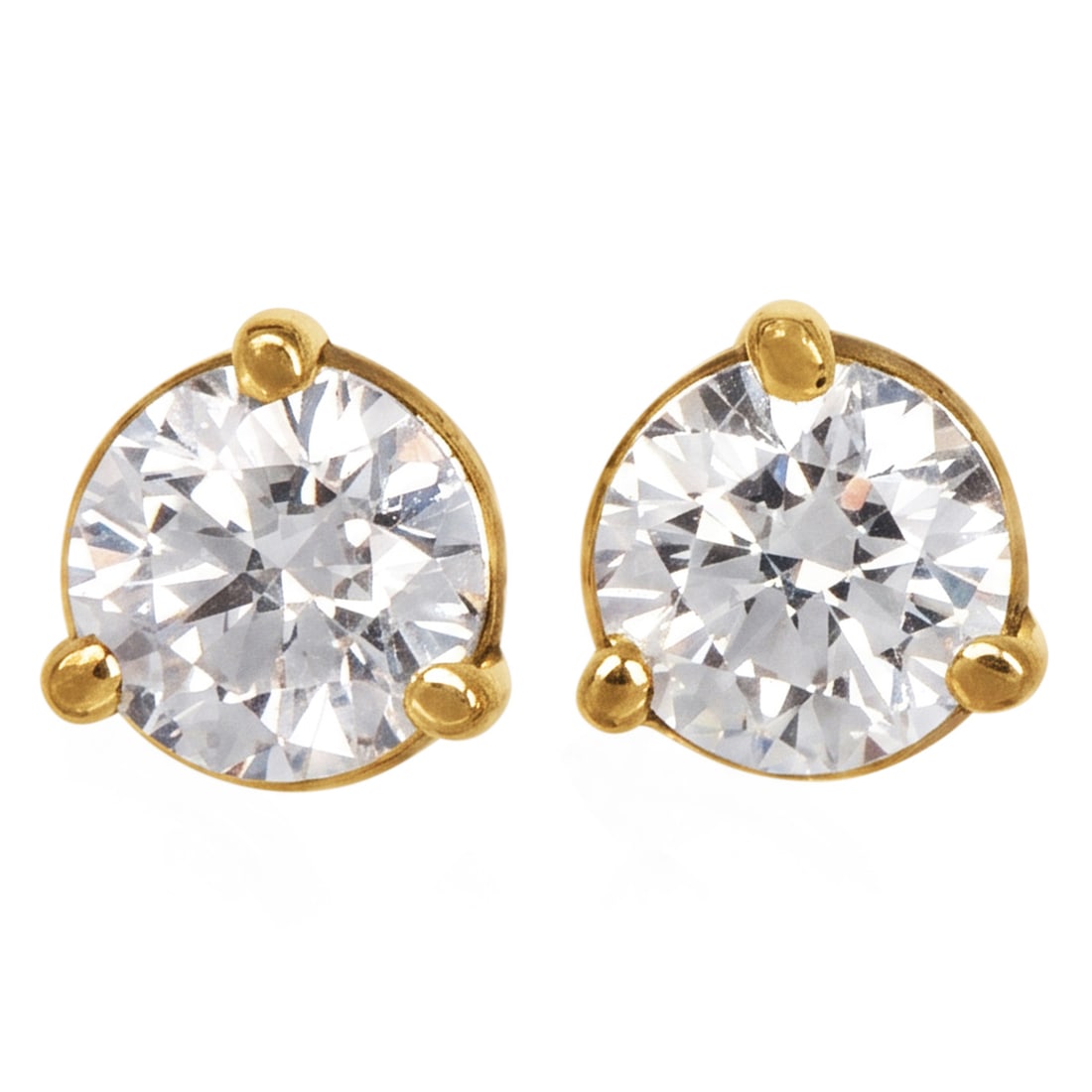 GIA 1.53ct Diamond 14K Yellow & White Gold Stud Earrings (1 of 4)