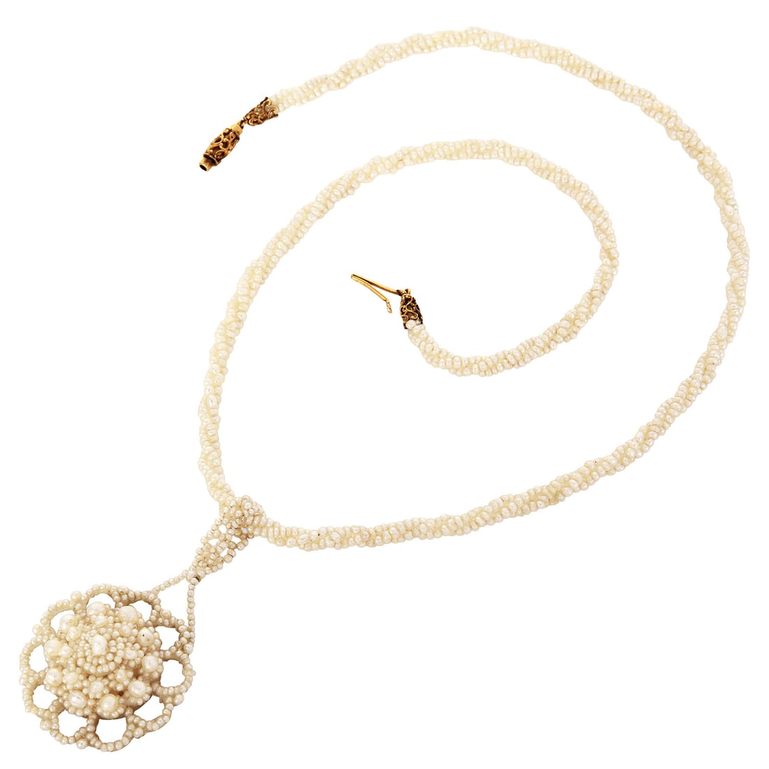 Vintage Seed Pearl 14K Yellow Gold Pendant Necklace 8.6 Grams (1 of 4)