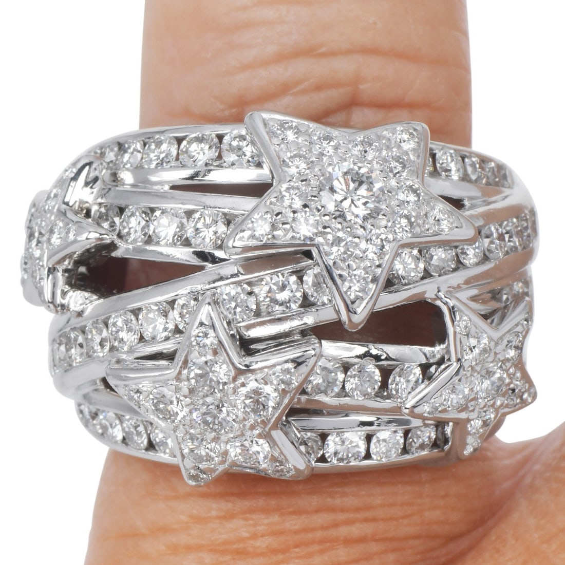 Chanel Comete 2.00ct Diamond 18K White Gold Statement Ring 20.4 Grams: Brand: ChanelCollection: CometeMetal: 18K White GoldRing Size: 5