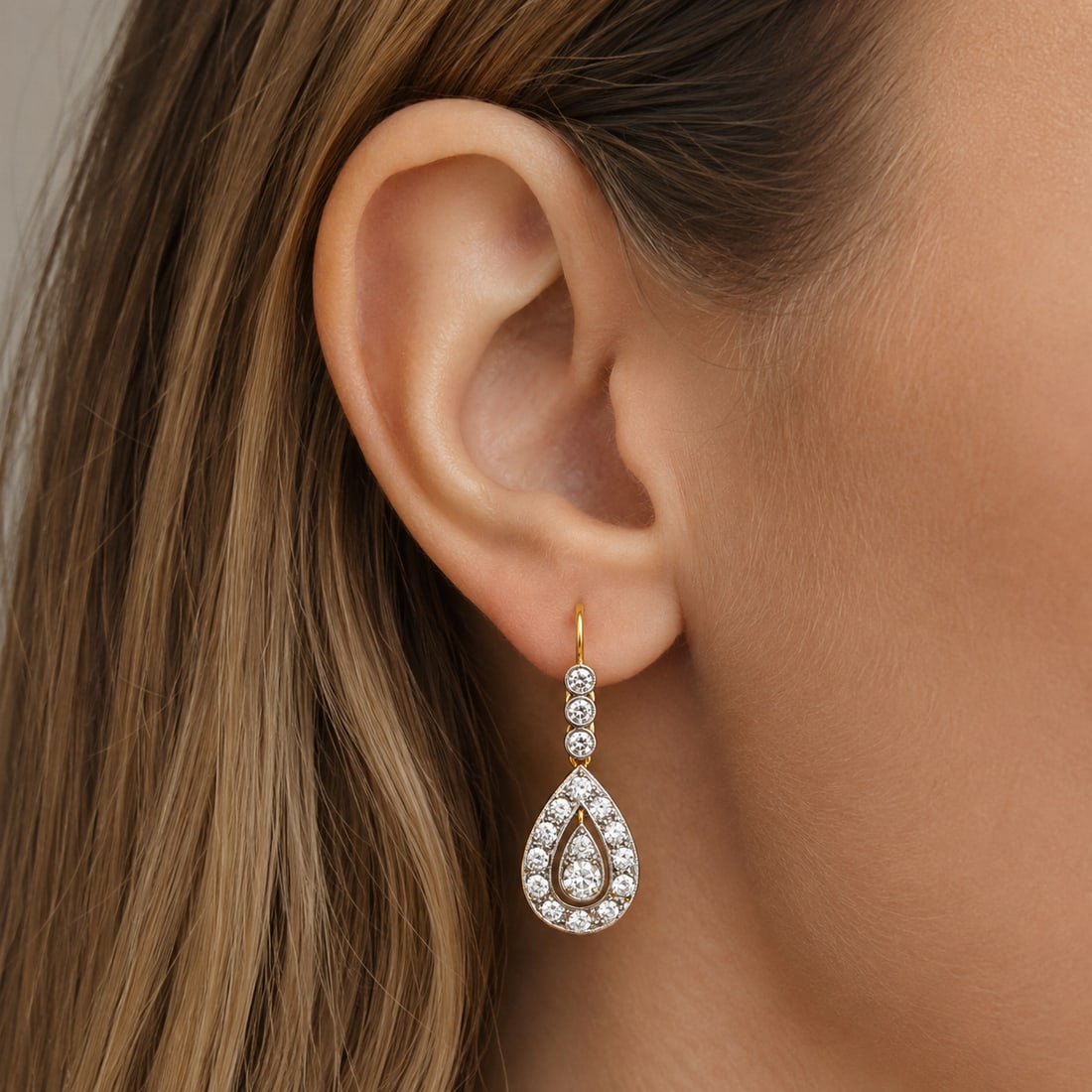 Edwardian Old European-Cut Diamond 18K Yellow Gold Platinum Dangle Earrings 7.2 Grams: Edwardian Old European-Cut Diamond 18K Yellow Gold & Platinum Dangle Earrings Era: Edwardian SKU: ISPA-01 Total Weight: Approximately 7.2 grams