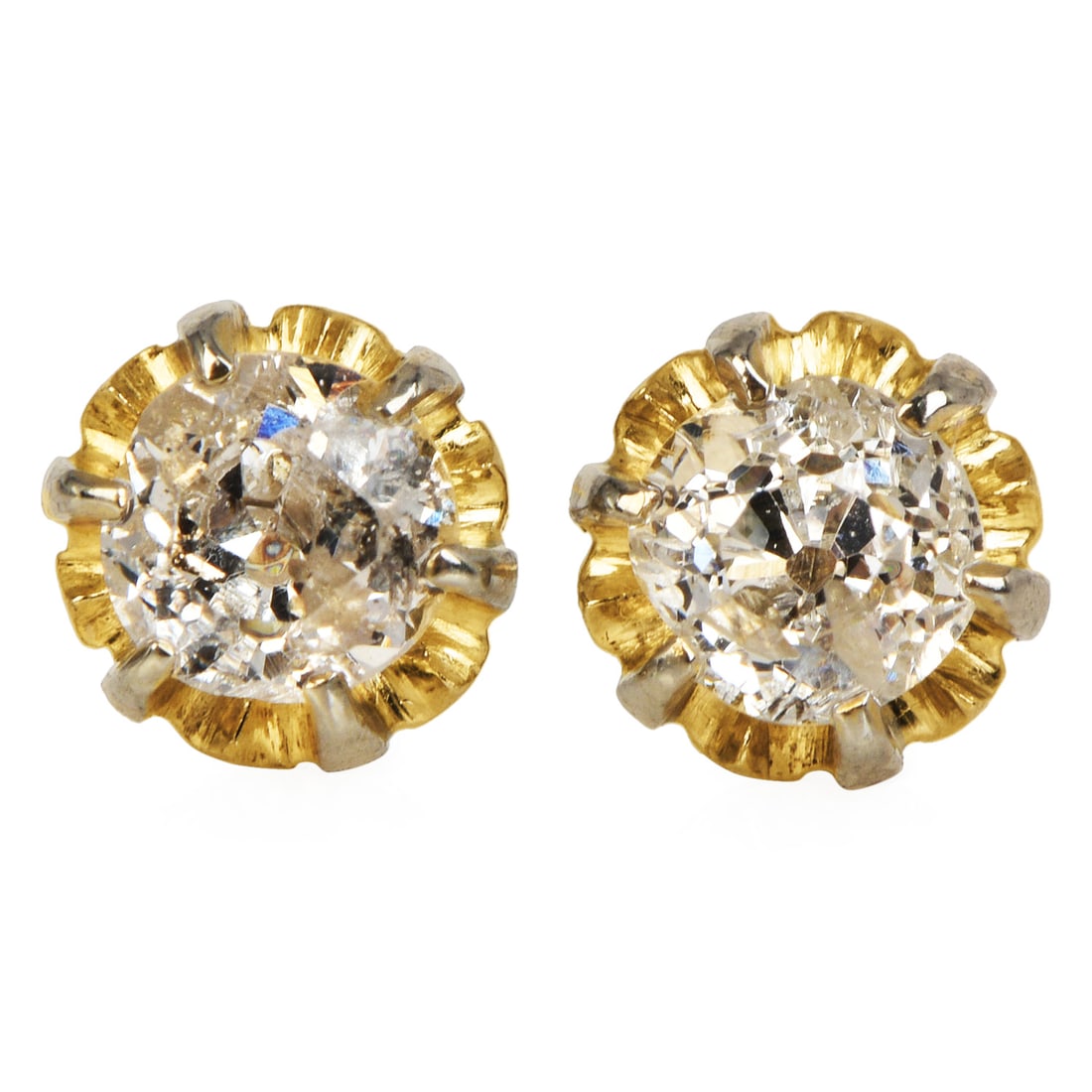 Vintage 18K Yellow Gold Old European-Cut Diamond Stud Earrings: Vintage 18K Yellow Gold Old European-Cut Diamond Stud Earrings SKU: ISPA-02 Total Weight: Approximately 1.2 grams Diamonds: Old European-cut To