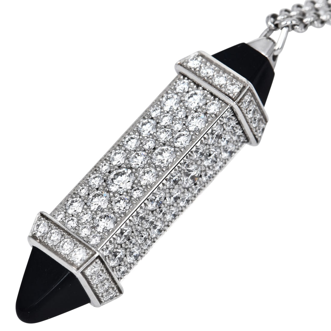 Cartier Les Berlingots de Cartier Paved Onyx Diamond 18K White Gold Pendant Necklace Retail $44,000 (1 of 6)