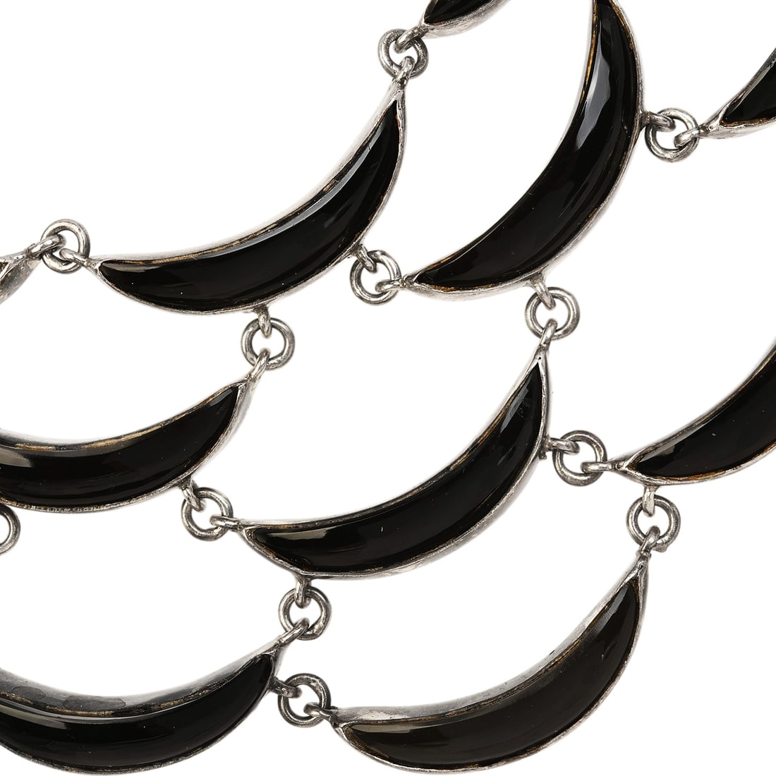 Vintage Antonio Pineda Taxco Mexican Modernist Obsidian & Sterling Silver Jewelry Suite - 2