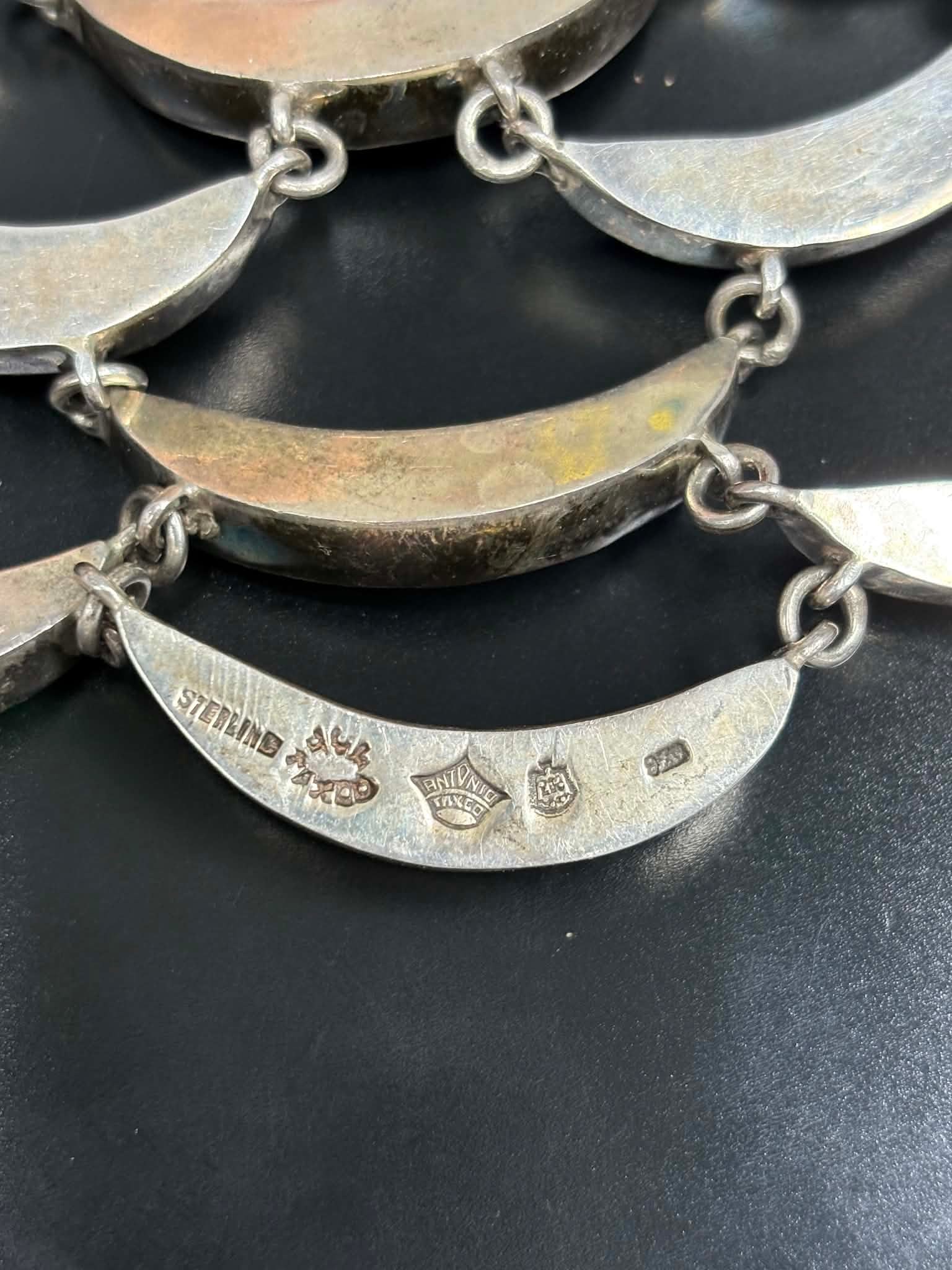 Vintage Antonio Pineda Taxco Mexican Modernist Obsidian & Sterling Silver Jewelry Suite - 8