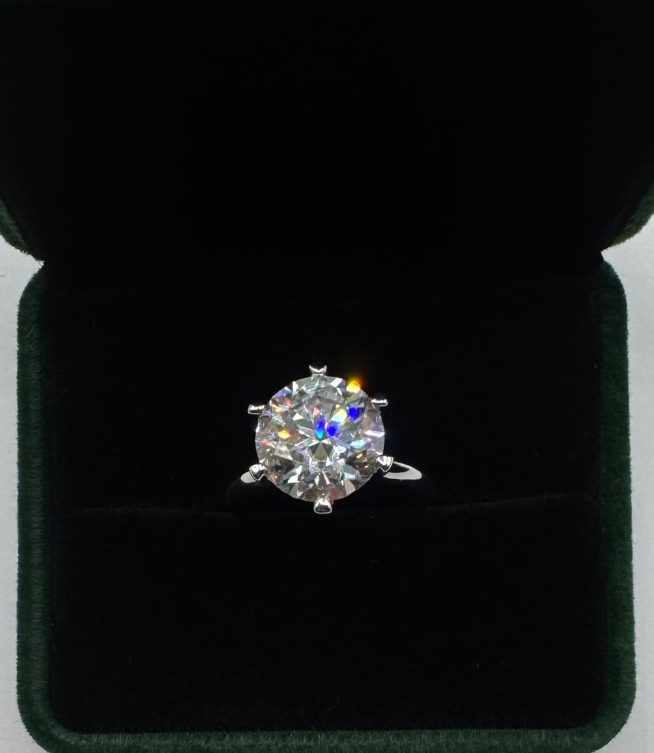 5 CT Moissanite Ring Mounted in Sterling W/ White Gold Overlay, COA & Box (1 of 3)