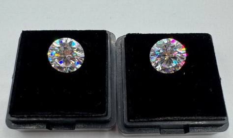 Pair Of Moissanites 3 Carats W Certificate Of Authenticity