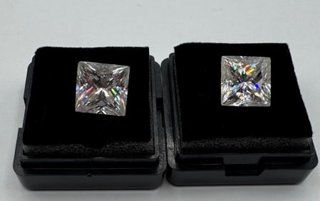 Pair Of Moissanites 5 Carats W Certificate Of Authenticity