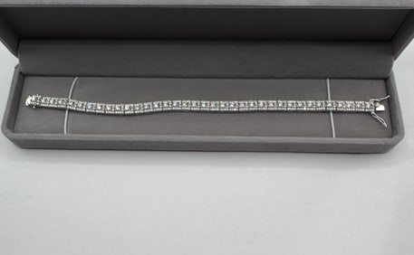 Moissanite Bracelet in Sterling with White Gold Overlay, with Report & Box