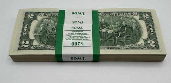 One Hundred Two Dollar Bills Bundle