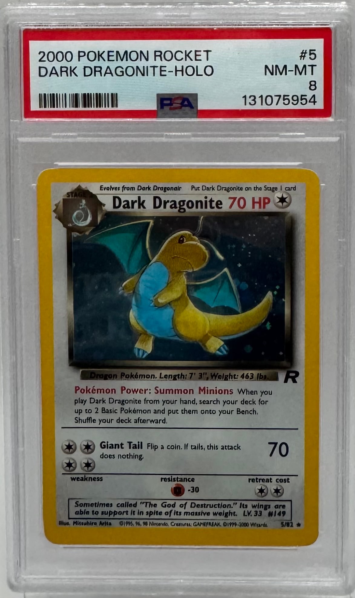 2000 Pokemon Dark Dragonite Holo Card (1 of 2)