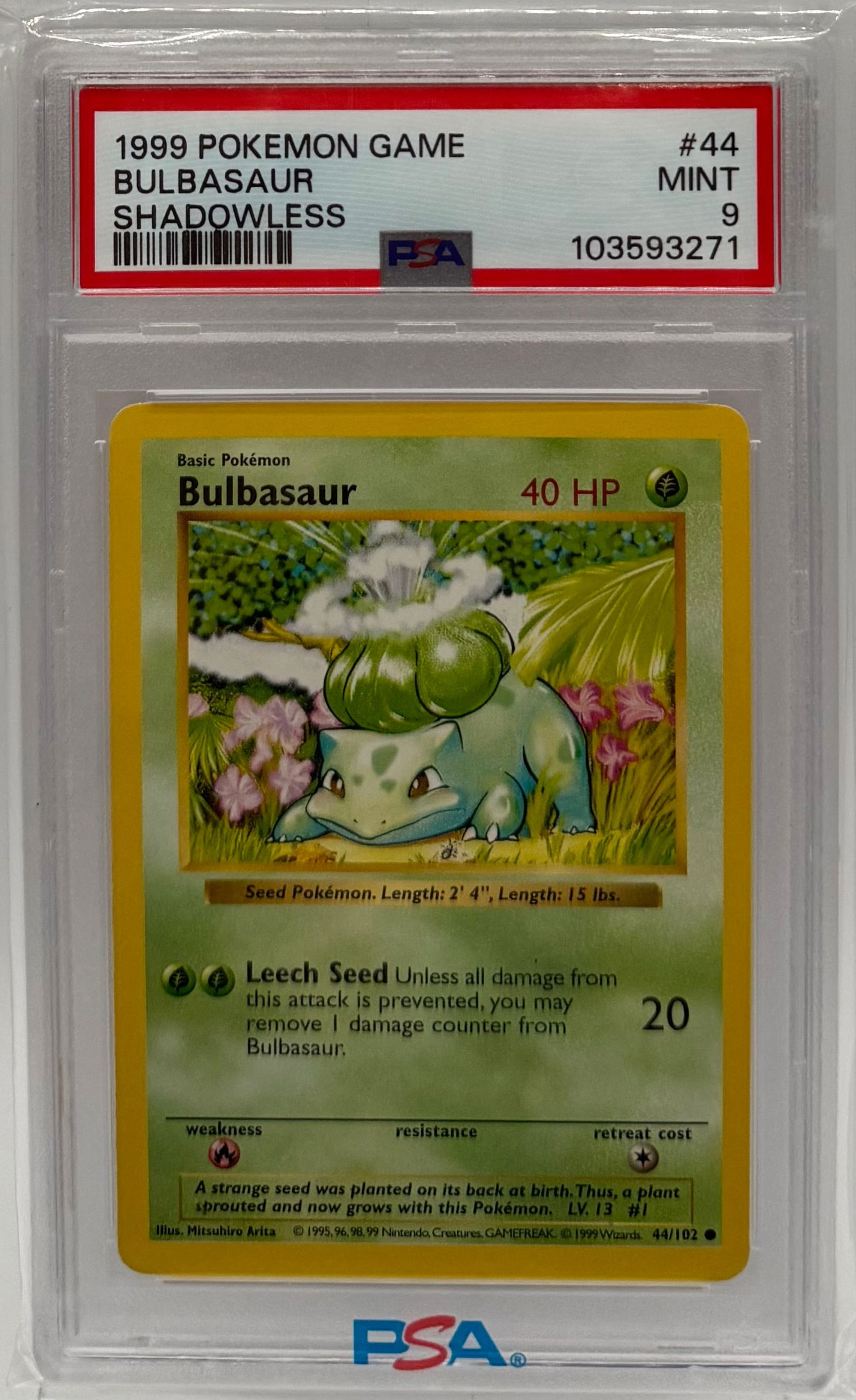1999 Pokemon Bulbasaur Shadowless Card (1 of 2)