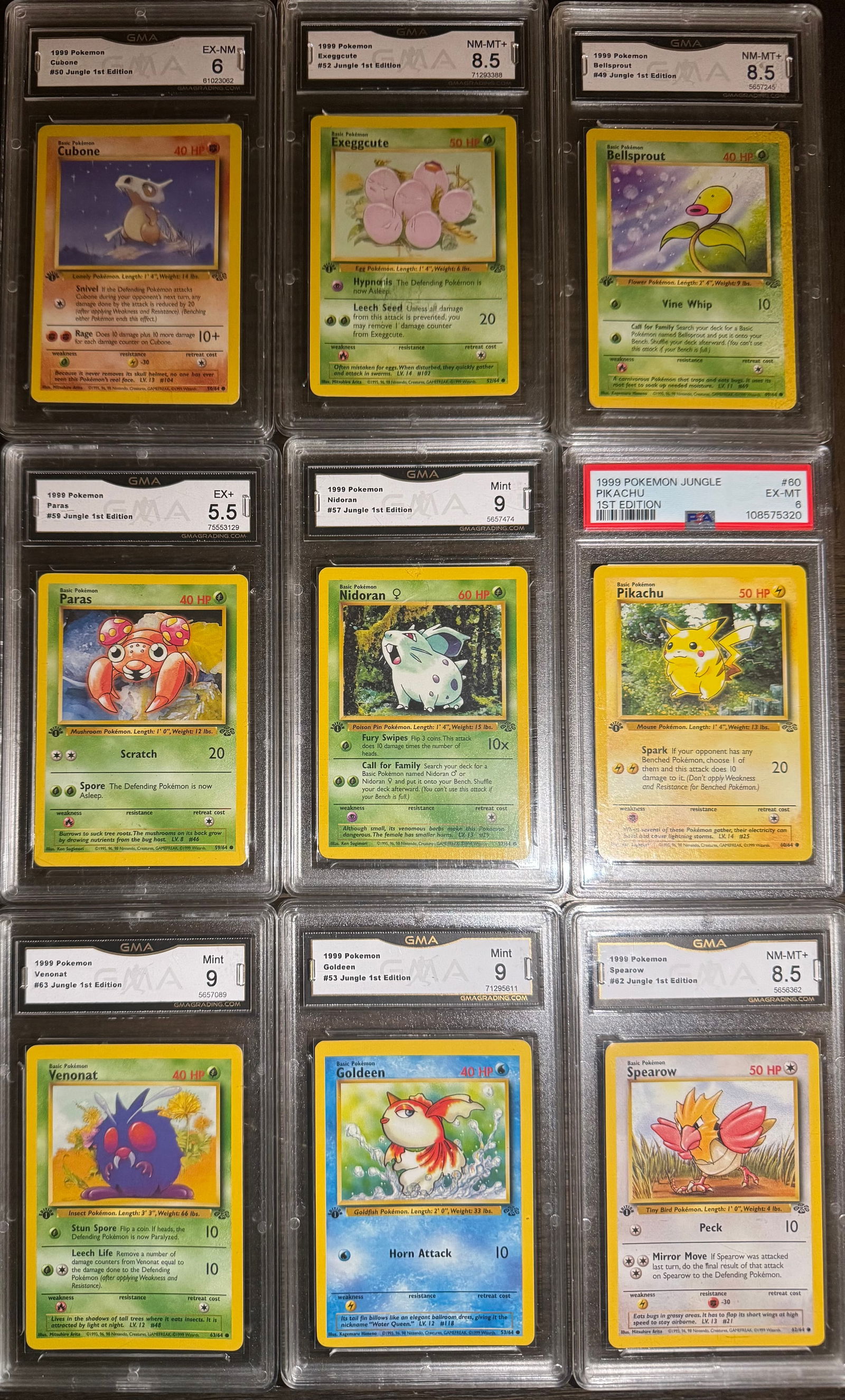 First Edition 1999 Pokemon Lot Pikachu, Spearow, Bellsprout & More (1 of 1)