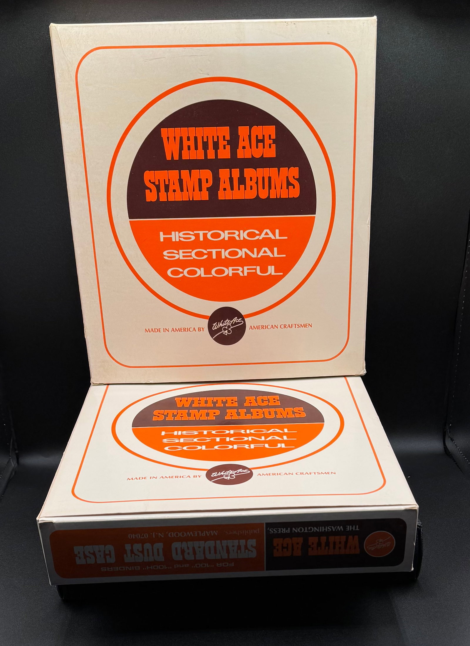 White Ace Stamps Albums Binder: (3) White Ace Stamps Albums Binder. Total of 3 binders