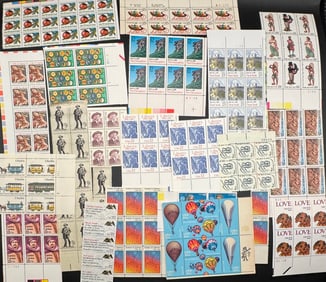 Stamps Lot Of Folk Art, Love, Early Eletric Street Car & More