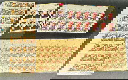 Stamps Sheets Lot Of Treaty Of Paris 1783, USA 13 , Martin Luther & W C Fields