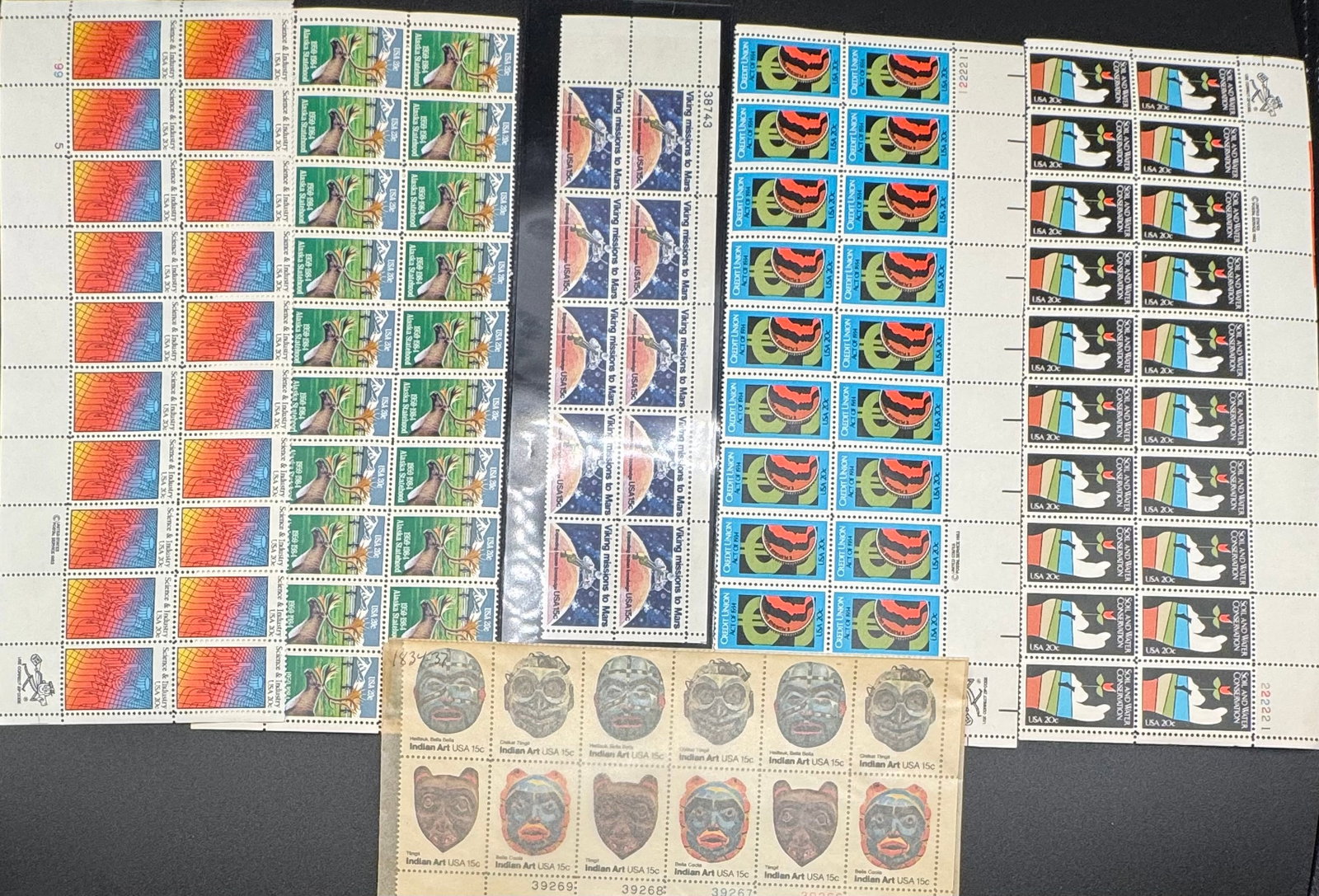 Stamps Sheets Lot Of Indian Art, Alaska Statehood & More: Stamps Sheets Lot Of Indian Art, Alaska Statehood & More