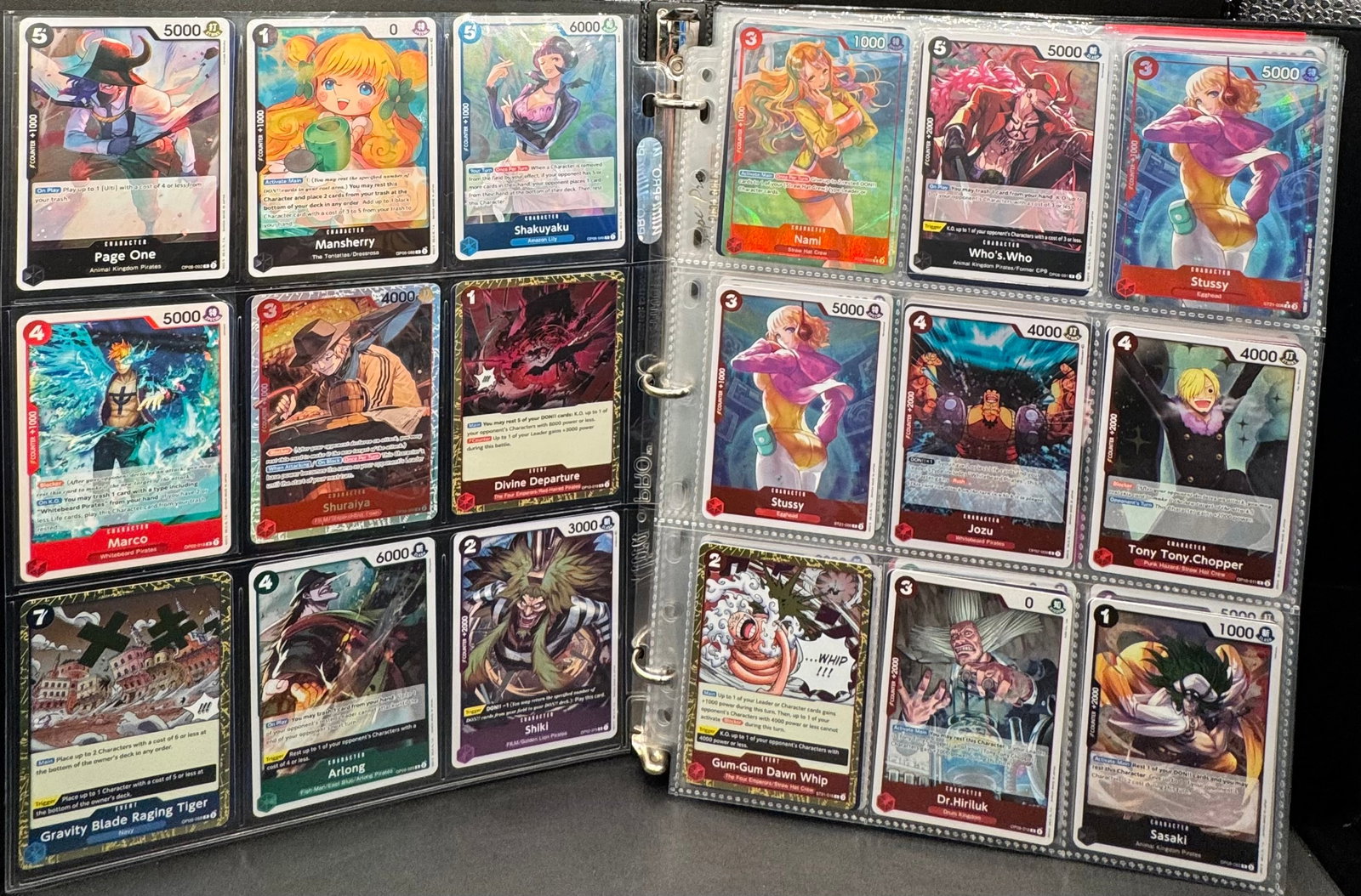One Piece Foil Trading Cards Binder: One Piece Foil And Non Foil Trading Cards Binder. Marco, Shakuyaku, Shuraiya, Nami, Stussy, Portgas Ace and many more. Binder has over 250 cards