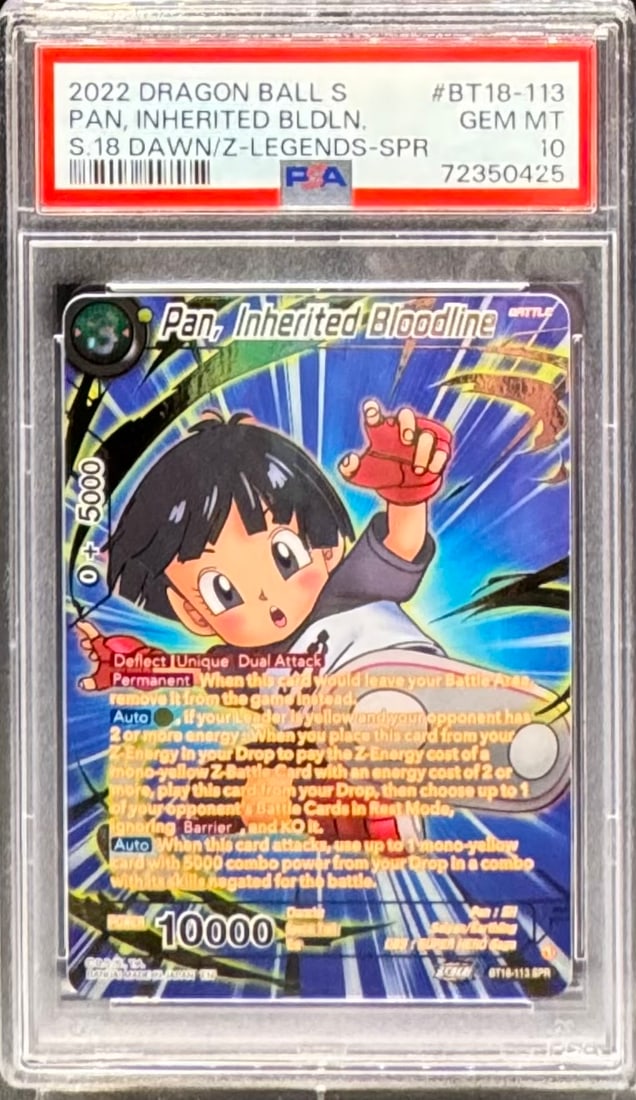 2022 Dragon Ball Pan Card: 2022 Dragon Ball Pan Inherited BLDN S 18 Dawn Z Legends PSA 10