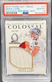 2016 National Treasures Derek Carr Colossal Card /99