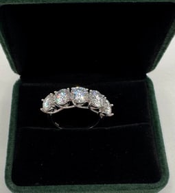 Moissanite Ring Mounted in Sterling With White Gold Overlay, COA