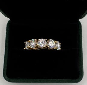Moissanite Ring Mounted in Sterling With Yellow Gold Overlay, COA