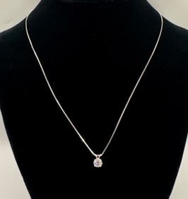 Moissanite Necklace Sterling W/ White Gold Overlay & COA