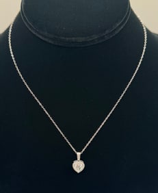 Heart Moissanite Necklace Sterling W/ White Gold Overlay & COA