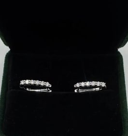 Moissanite Earrings in Sterling with White Gold Overlay, with Report