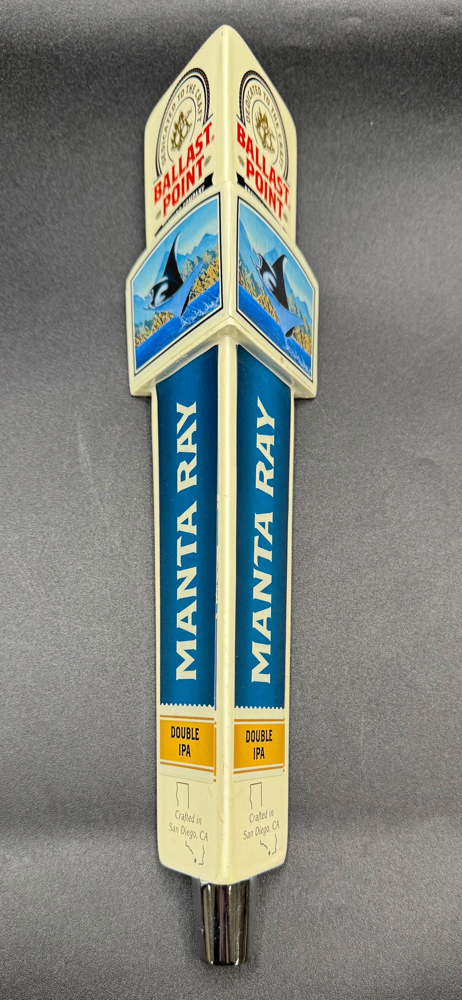 Ballast Point Brewing Company Manta Ray Double IPA Beer Tap Handle: Ballast Point Brewing Company Manta Ray Double IPA Beer Tap Handle. Approx size: 12 inches