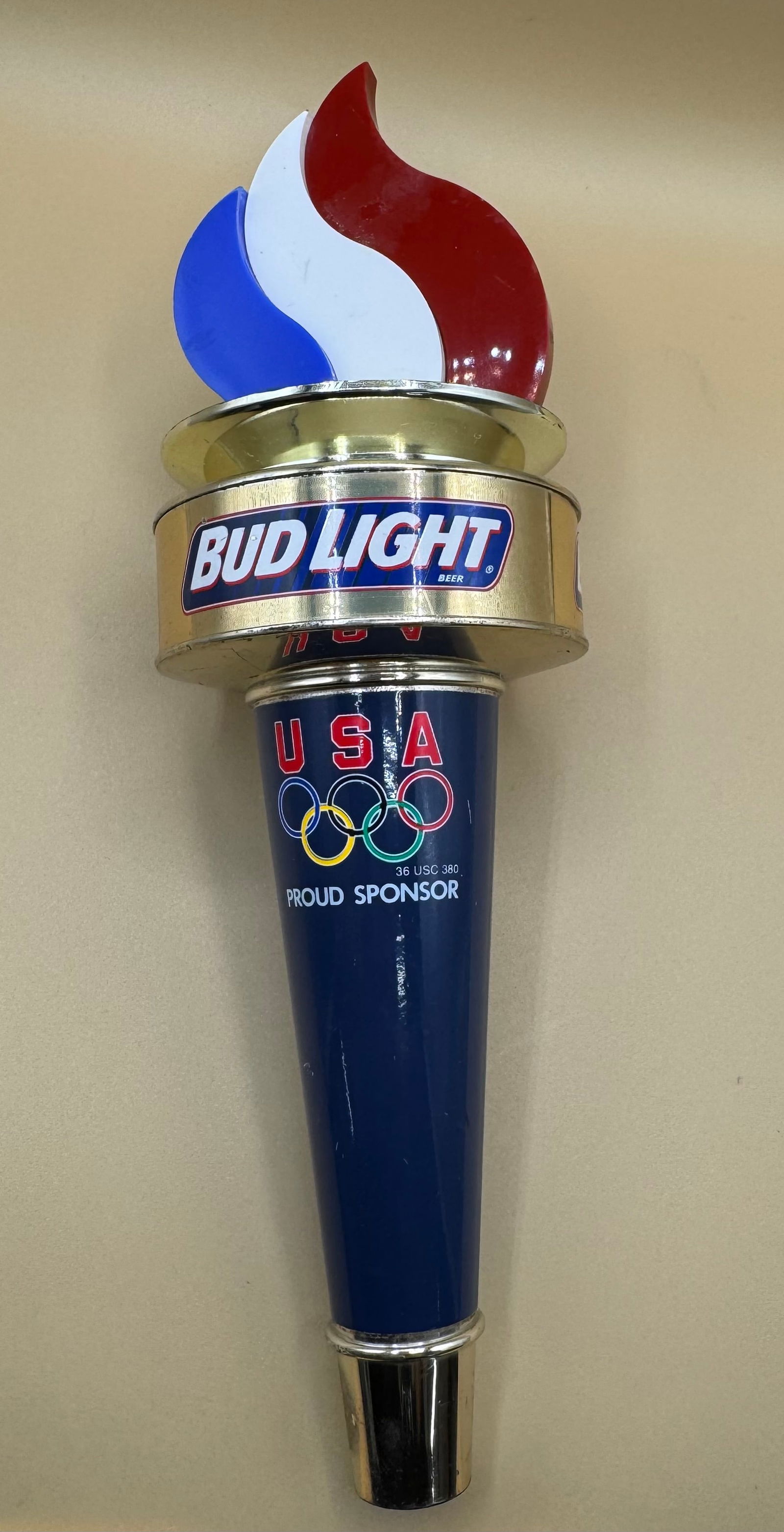 Bud Light USA Olympic Beer Tap Handle: Bud Light USA Olympic Beer Tap Handle. Approx Size: 9 Inches