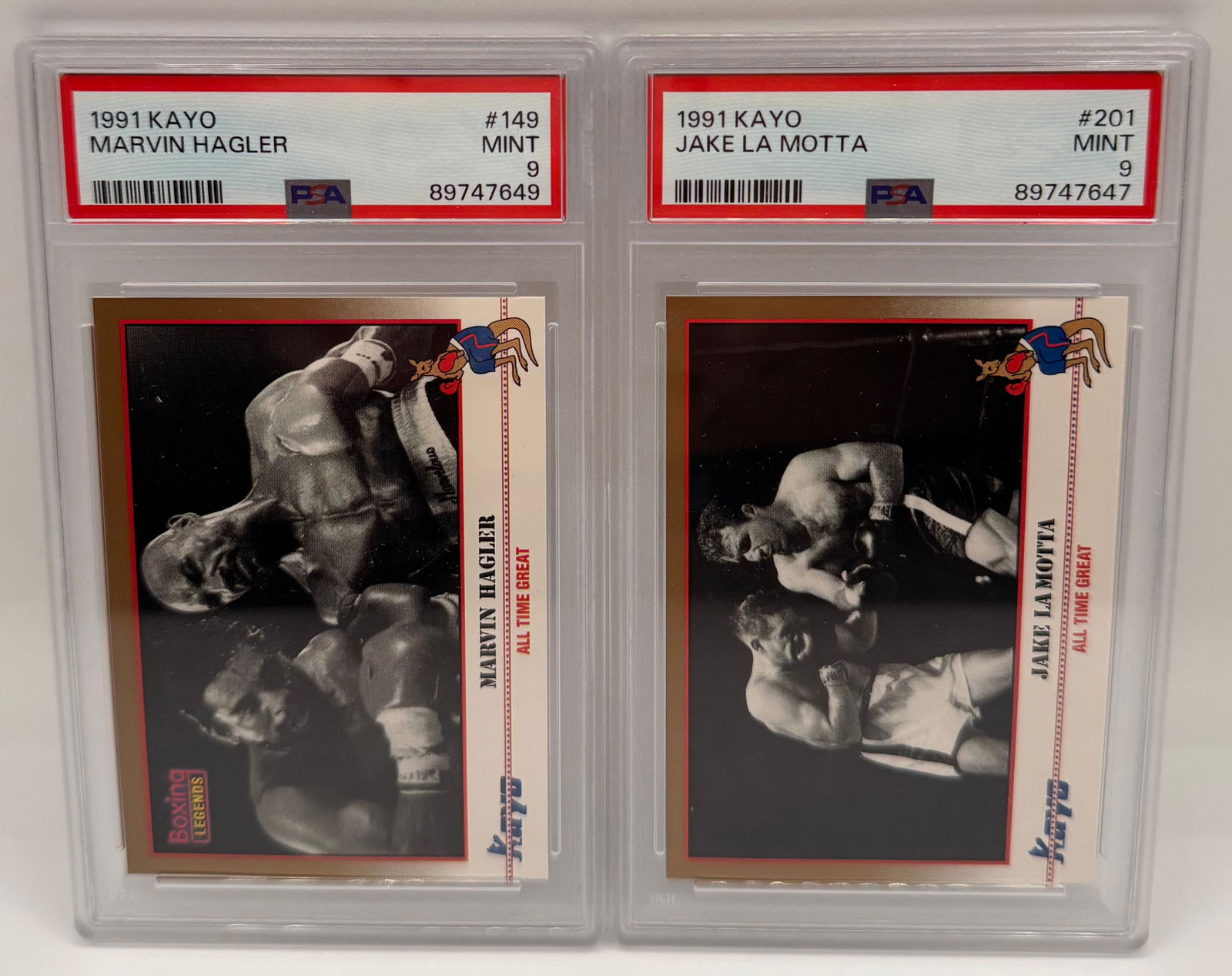 Marvin Hagler & Roberto Duran And Jake La Motta Boxing Card (1 of 2)