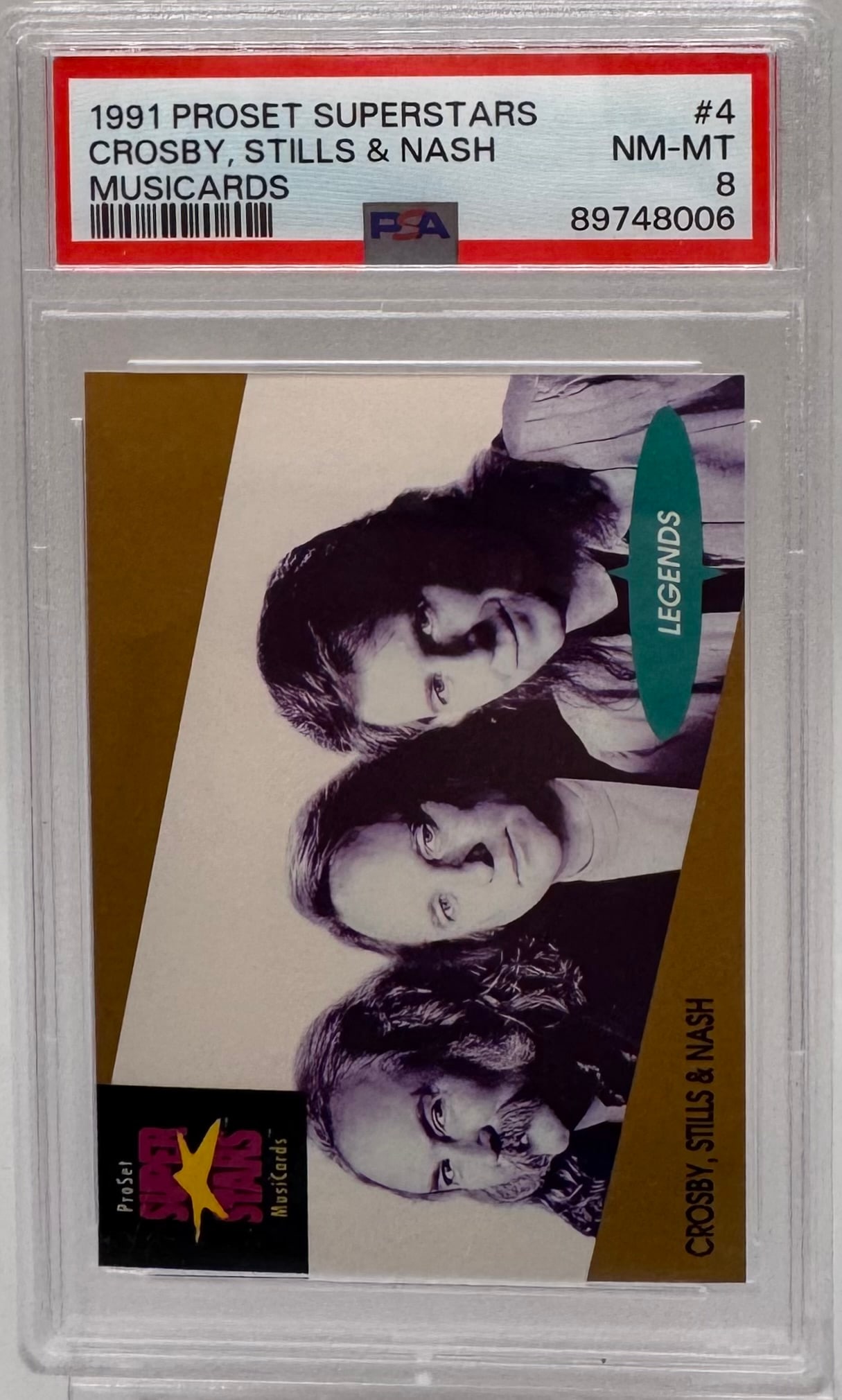 1991 Proset Superstars Musicards #4 Crosby, Stills & Nash PSA 9 (1 of 2)