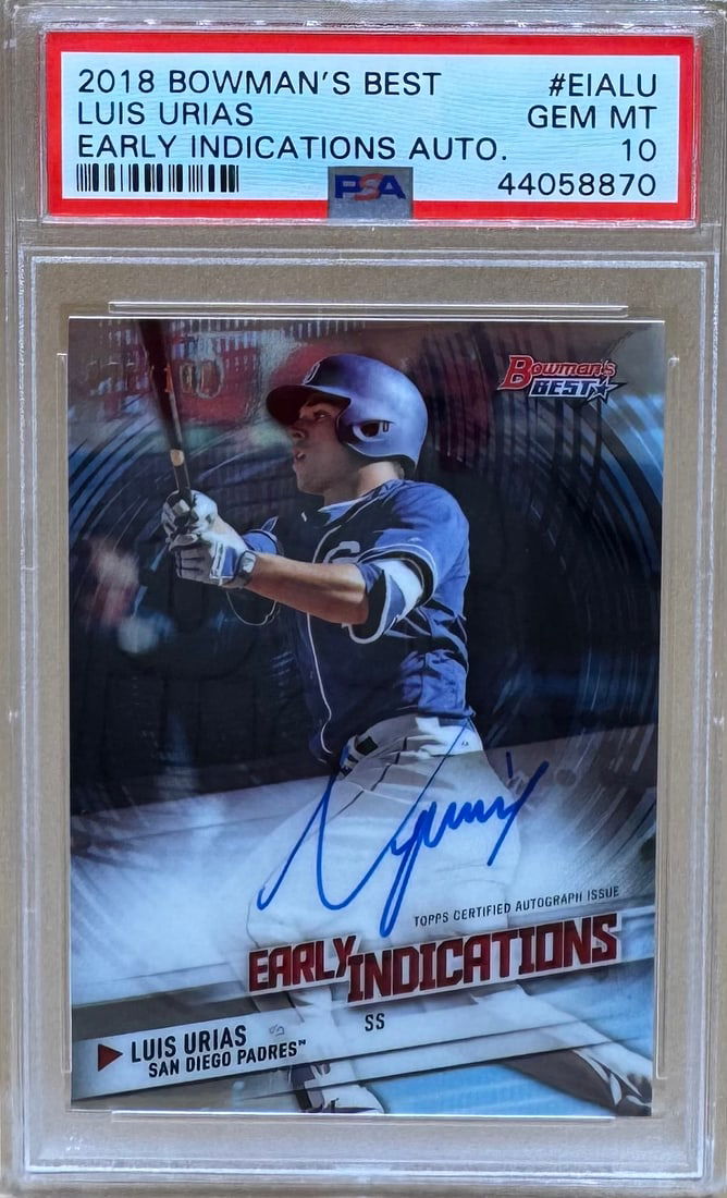 Luis Urias Rookie Auto Card: 2018 Bowman Best Luis Urias Rookie Auto Card PSA Mint 10