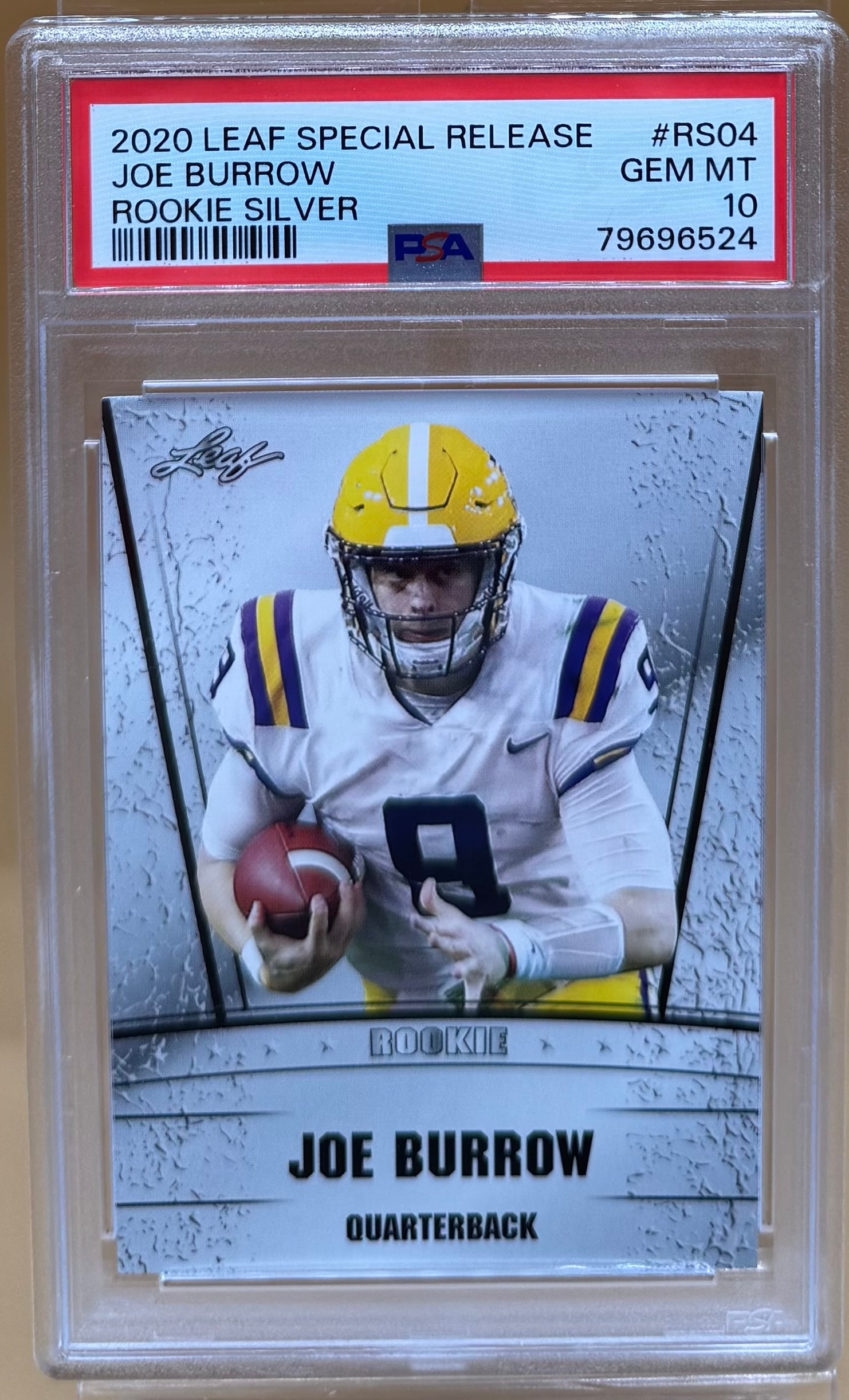 2020 Leaf Special Release Joe Burrow Rookie Silver Card: 2020 Special Release Joe Burrow Rookie Silver PSA Mint 10